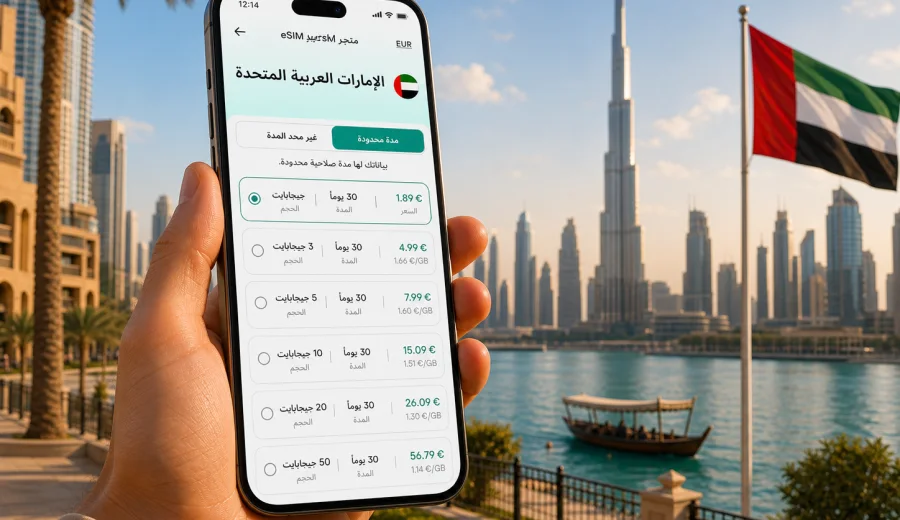 eSIM للإمارات: الاتصال المحمول والإنترنت